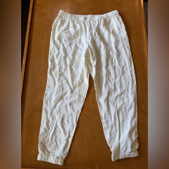 Michael Kors Pants - Michael Kors White Casual Elastic-Waist Pants